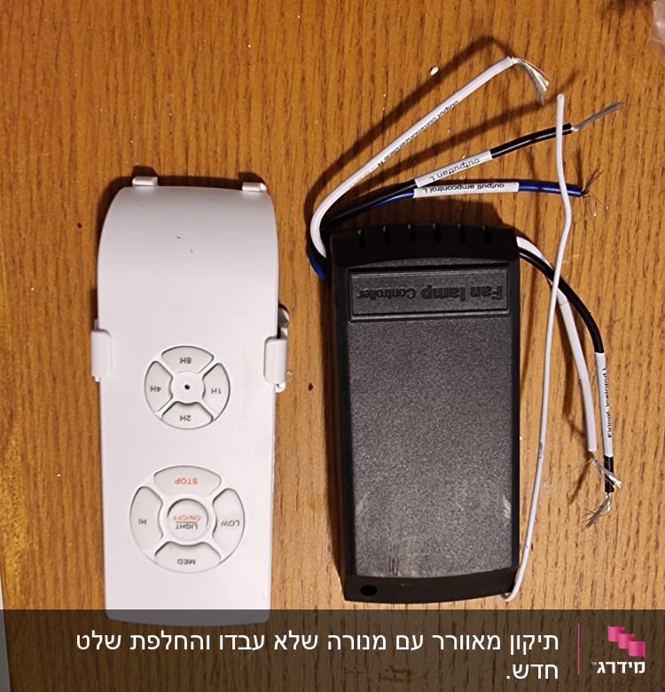 שלט רחוק ובקר מאוורר עם חוטים חשופים